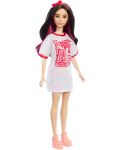 Кукла Barbie Fashionistas 214 - С бяло-червена тениска - 4t
